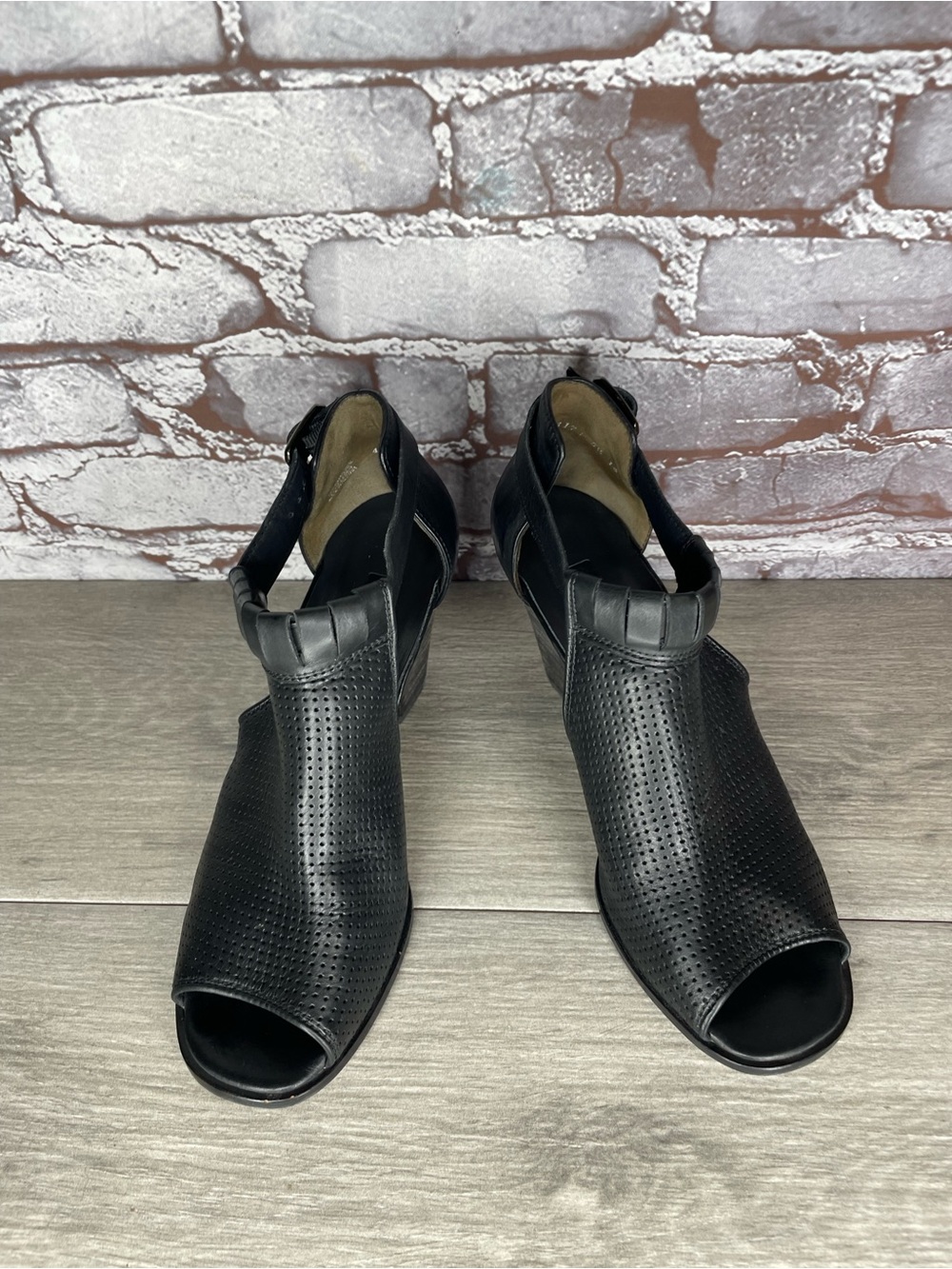 Paul Green Collen Black Leather Boho Open Ankle Strap Booties Women 8US/5.5UK/39